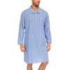 image:imageSWOMOG Mens Nightshirt 100 Cotton Long Sleeve Sleep Shirt Button Down Nightgown Soft Sleepwear Comfy Nightwear SXXXLBlue Stripes