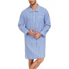 image:imageSWOMOG Mens Nightshirt 100 Cotton Long Sleeve Sleep Shirt Button Down Nightgown Soft Sleepwear Comfy Nightwear SXXXLBlue Stripes
