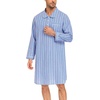 image:imageSWOMOG Mens Nightshirt 100 Cotton Long Sleeve Sleep Shirt Button Down Nightgown Soft Sleepwear Comfy Nightwear SXXXLBlue Stripes