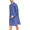 image:imageSWOMOG Mens Nightshirt 100 Cotton Long Sleeve Sleep Shirt Button Down Nightgown Soft Sleepwear Comfy Nightwear SXXXLLight Blue White Stripes