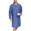 image:imageSWOMOG Mens Nightshirt 100 Cotton Long Sleeve Sleep Shirt Button Down Nightgown Soft Sleepwear Comfy Nightwear SXXXLLight Blue White Stripes