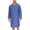 image:imageSWOMOG Mens Nightshirt 100 Cotton Long Sleeve Sleep Shirt Button Down Nightgown Soft Sleepwear Comfy Nightwear SXXXLLight Blue White Stripes