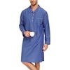 image:imageSWOMOG Mens Nightshirt 100 Cotton Long Sleeve Sleep Shirt Button Down Nightgown Soft Sleepwear Comfy Nightwear SXXXLLight Blue White Stripes