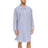image:imageSWOMOG Mens Nightshirt 100 Cotton Long Sleeve Sleep Shirt Button Down Nightgown Soft Sleepwear Comfy Nightwear SXXXLNavy White Stripes