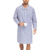 image:imageSWOMOG Mens Nightshirt 100 Cotton Long Sleeve Sleep Shirt Button Down Nightgown Soft Sleepwear Comfy Nightwear SXXXLNavy White Stripes