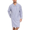 image:imageSWOMOG Mens Nightshirt 100 Cotton Long Sleeve Sleep Shirt Button Down Nightgown Soft Sleepwear Comfy Nightwear SXXXLNavy White Stripes