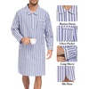 image:imageSWOMOG Mens Nightshirt 100 Cotton Long Sleeve Sleep Shirt Button Down Nightgown Soft Sleepwear Comfy Nightwear SXXXLNavy White Stripes
