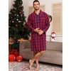 image:imageSWOMOG Mens Nightshirt 100 Cotton Long Sleeve Sleep Shirt Button Down Nightgown Soft Sleepwear Comfy Nightwear SXXXLRed Blue Grid