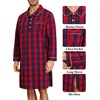 image:imageSWOMOG Mens Nightshirt 100 Cotton Long Sleeve Sleep Shirt Button Down Nightgown Soft Sleepwear Comfy Nightwear SXXXLRed Blue Grid