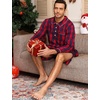 image:imageSWOMOG Mens Nightshirt 100 Cotton Long Sleeve Sleep Shirt Button Down Nightgown Soft Sleepwear Comfy Nightwear SXXXLRed Blue Grid