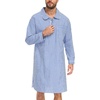 image:imageSWOMOG Mens Nightshirt 100 Cotton Long Sleeve Sleep Shirt Button Down Nightgown Soft Sleepwear Comfy Nightwear SXXXLWhite Blue Stripes