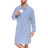 image:imageSWOMOG Mens Nightshirt 100 Cotton Long Sleeve Sleep Shirt Button Down Nightgown Soft Sleepwear Comfy Nightwear SXXXLWhite Blue Stripes