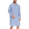 image:imageSWOMOG Mens Nightshirt 100 Cotton Long Sleeve Sleep Shirt Button Down Nightgown Soft Sleepwear Comfy Nightwear SXXXLWhite Blue Stripes