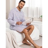 image:imageSWOMOG Mens Nightshirt 100 Cotton Long Sleeve Sleep Shirt Button Down Nightgown Soft Sleepwear Comfy Nightwear SXXXLWhite Stripes