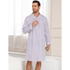 image:imageSWOMOG Mens Nightshirt 100 Cotton Long Sleeve Sleep Shirt Button Down Nightgown Soft Sleepwear Comfy Nightwear SXXXLWhite Stripes