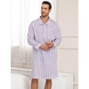 image:imageSWOMOG Mens Nightshirt 100 Cotton Long Sleeve Sleep Shirt Button Down Nightgown Soft Sleepwear Comfy Nightwear SXXXLWhite Stripes