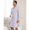 image:imageSWOMOG Mens Nightshirt 100 Cotton Long Sleeve Sleep Shirt Button Down Nightgown Soft Sleepwear Comfy Nightwear SXXXLWhite Stripes