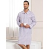 image:imageSWOMOG Mens Nightshirt 100 Cotton Long Sleeve Sleep Shirt Button Down Nightgown Soft Sleepwear Comfy Nightwear SXXXLWhite Stripes