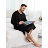 image:imageSWOMOG Mens Nightshirt Long Sleeve Nightgown Soft Loose Sleepwear Comfy Big amp Tall Henley Sleep Shirt for Sleeping SXXLBlack