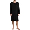 image:imageSWOMOG Mens Nightshirt Long Sleeve Nightgown Soft Loose Sleepwear Comfy Big amp Tall Henley Sleep Shirt for Sleeping SXXLBlack