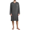 image:imageSWOMOG Mens Nightshirt Long Sleeve Nightgown Soft Loose Sleepwear Comfy Big amp Tall Henley Sleep Shirt for Sleeping SXXLDeep Grey