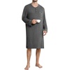 image:imageSWOMOG Mens Nightshirt Long Sleeve Nightgown Soft Loose Sleepwear Comfy Big amp Tall Henley Sleep Shirt for Sleeping SXXLDeep Grey