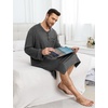 image:imageSWOMOG Mens Nightshirt Long Sleeve Nightgown Soft Loose Sleepwear Comfy Big amp Tall Henley Sleep Shirt for Sleeping SXXLDeep Grey