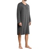 image:imageSWOMOG Mens Nightshirt Long Sleeve Nightgown Soft Loose Sleepwear Comfy Big amp Tall Henley Sleep Shirt for Sleeping SXXLDeep Grey
