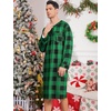 image:imageSWOMOG Mens Nightshirt Long Sleeve Nightgown Soft Loose Sleepwear Comfy Big amp Tall Henley Sleep Shirt for Sleeping SXXLGreen With Black Grid