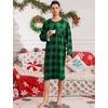 image:imageSWOMOG Mens Nightshirt Long Sleeve Nightgown Soft Loose Sleepwear Comfy Big amp Tall Henley Sleep Shirt for Sleeping SXXLGreen With Black Grid