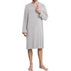 image:imageSWOMOG Mens Nightshirt Long Sleeve Nightgown Soft Loose Sleepwear Comfy Big amp Tall Henley Sleep Shirt for Sleeping SXXLGrey