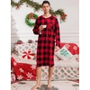 image:imageSWOMOG Mens Nightshirt Long Sleeve Nightgown Soft Loose Sleepwear Comfy Big amp Tall Henley Sleep Shirt for Sleeping SXXLRed With Black Grid