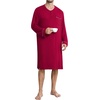 image:imageSWOMOG Mens Nightshirt Long Sleeve Nightgown Soft Loose Sleepwear Comfy Big amp Tall Henley Sleep Shirt for Sleeping SXXLWine Red