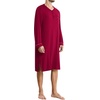image:imageSWOMOG Mens Nightshirt Long Sleeve Nightgown Soft Loose Sleepwear Comfy Big amp Tall Henley Sleep Shirt for Sleeping SXXLWine Red