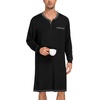image:imageSWOMOG Mens Nightshirt Modal Long Sleeve Nightgown Henley Night Shirts Sleepwear Big amp Tall Nightwear SXXXLBlack