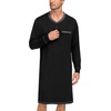 image:imageSWOMOG Mens Nightshirt Modal Long Sleeve Nightgown Henley Night Shirts Sleepwear Big amp Tall Nightwear SXXXLBlack
