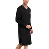 image:imageSWOMOG Mens Nightshirt Modal Long Sleeve Nightgown Henley Night Shirts Sleepwear Big amp Tall Nightwear SXXXLBlack