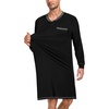 image:imageSWOMOG Mens Nightshirt Modal Long Sleeve Nightgown Henley Night Shirts Sleepwear Big amp Tall Nightwear SXXXLBlack