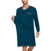 image:imageSWOMOG Mens Nightshirt Modal Long Sleeve Nightgown Henley Night Shirts Sleepwear Big amp Tall Nightwear SXXXLDark Navy Blue