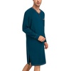 image:imageSWOMOG Mens Nightshirt Modal Long Sleeve Nightgown Henley Night Shirts Sleepwear Big amp Tall Nightwear SXXXLDark Navy Blue