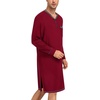 image:imageSWOMOG Mens Nightshirt Modal Long Sleeve Nightgown Henley Night Shirts Sleepwear Big amp Tall Nightwear SXXXLDeep Wine Red