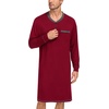 image:imageSWOMOG Mens Nightshirt Modal Long Sleeve Nightgown Henley Night Shirts Sleepwear Big amp Tall Nightwear SXXXLDeep Wine Red