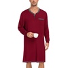 image:imageSWOMOG Mens Nightshirt Modal Long Sleeve Nightgown Henley Night Shirts Sleepwear Big amp Tall Nightwear SXXXLDeep Wine Red