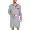 image:imageSWOMOG Mens Nightshirt Modal Long Sleeve Nightgown Henley Night Shirts Sleepwear Big amp Tall Nightwear SXXXLGrey