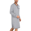 image:imageSWOMOG Mens Nightshirt Modal Long Sleeve Nightgown Henley Night Shirts Sleepwear Big amp Tall Nightwear SXXXLGrey