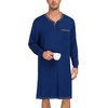 image:imageSWOMOG Mens Nightshirt Modal Long Sleeve Nightgown Henley Night Shirts Sleepwear Big amp Tall Nightwear SXXXLNavy Blue