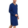 image:imageSWOMOG Mens Nightshirt Modal Long Sleeve Nightgown Henley Night Shirts Sleepwear Big amp Tall Nightwear SXXXLNavy Blue