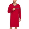 image:imageSWOMOG Mens Nightshirt Modal Long Sleeve Nightgown Henley Night Shirts Sleepwear Big amp Tall Nightwear SXXXLRed