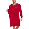 image:imageSWOMOG Mens Nightshirt Modal Long Sleeve Nightgown Henley Night Shirts Sleepwear Big amp Tall Nightwear SXXXLRed