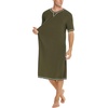 image:imageSWOMOG Mens Nightshirt Short Sleeve Nightgown Soft Loose Sleepwear Lightweight Nightwear Comfy Henley Sleep Shirt SXXLArmy Green
